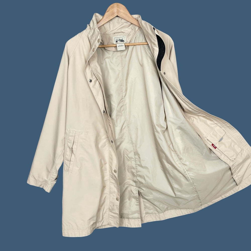 LL Bean Classic H2Off Rain Jacket Womens M Removable Hood Plaid Liner Outdoor - Picture 4 of 12